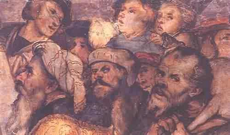 Il Romanino-284-Bienno, Chiesa di Santa Maria Annunciata - Scene della vita della Vergine - dettaglio Presentazione al Tempio 1